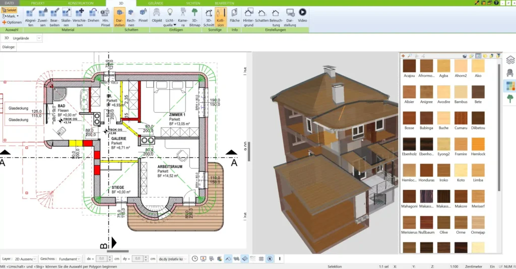 Vergleich verschiedener Planungsvarianten – mit der Layer-Funktion schnell zwischen Entwürfen wechseln und die beste Option finden