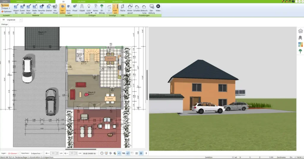 Der 3D Architekt ermöglicht fotorealistische Darstellungen – ideal für Präsentationen und Planungsüberprüfungen