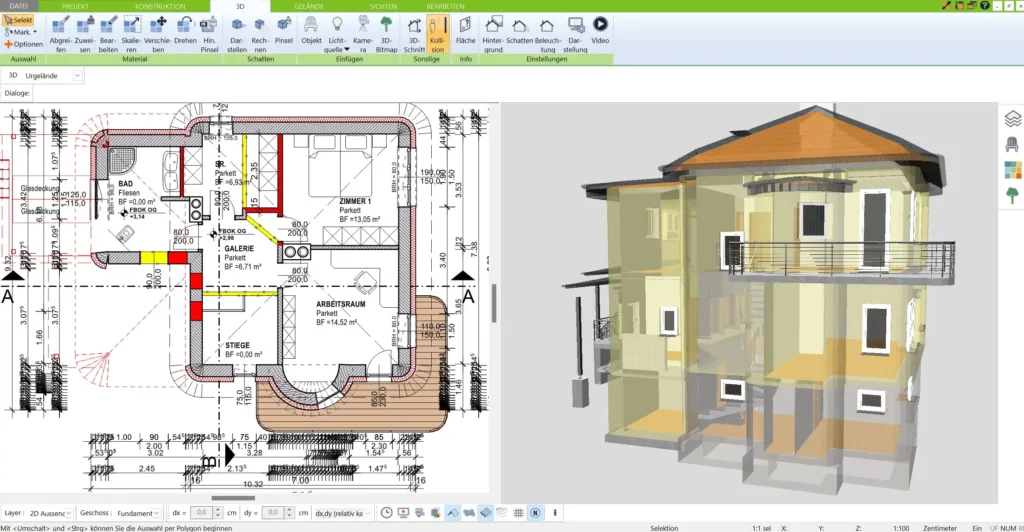 Architekturprogramm für private Bauherren in 2D & 3D - der 3D Architekt von Immocado