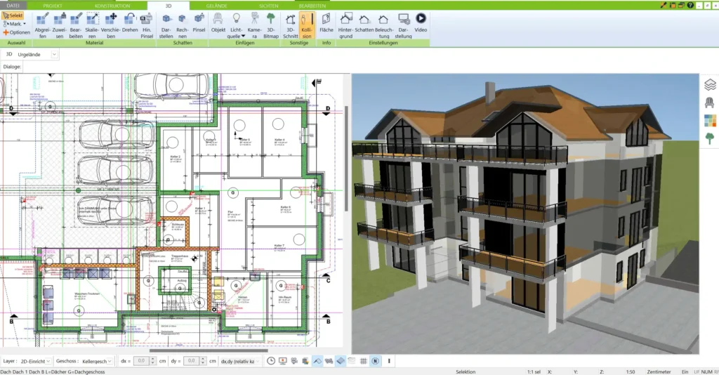 Mit dem Architekturprogramm von Immocado lassen sich alle Bauunterlagen für den Bauantrag erstellen