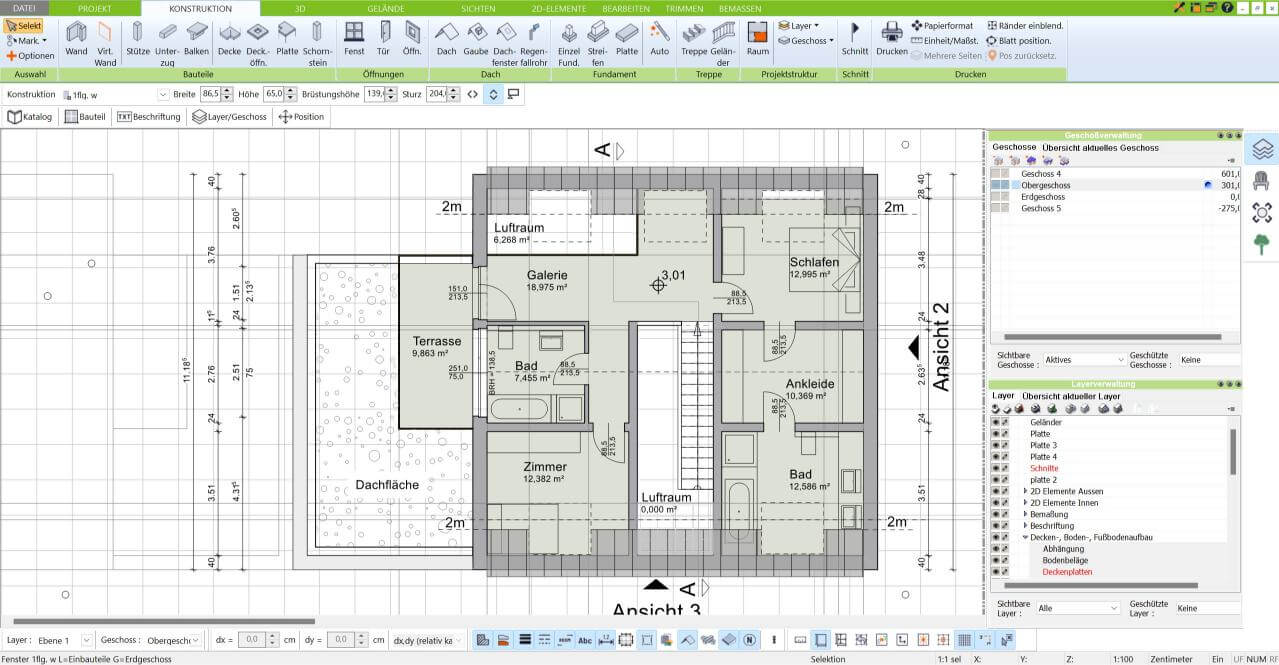 Dachschrägen im 3D Architekt von Immocado