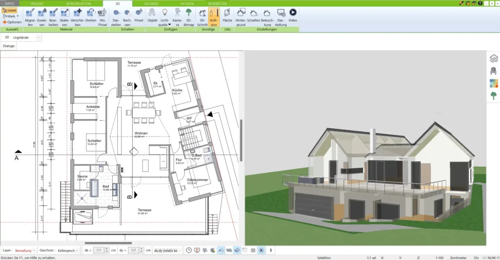 Der 3D Architekt von Immocado ist die beste Alternative für private Bauherren, aber auch für Architekten und Handwerker zu AutoCAD