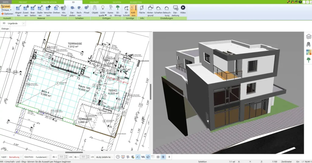 Es können beliebige Passivhäuser mit dem 3D Architekt von Immocado geplant werden