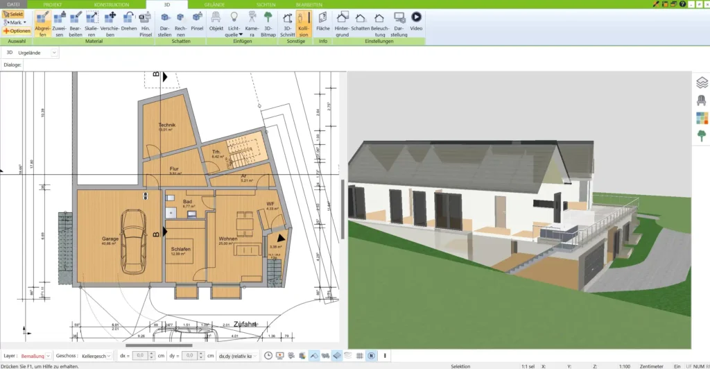 Grundriss in 2D mit dem 3D Architekten von Immocado erstellen