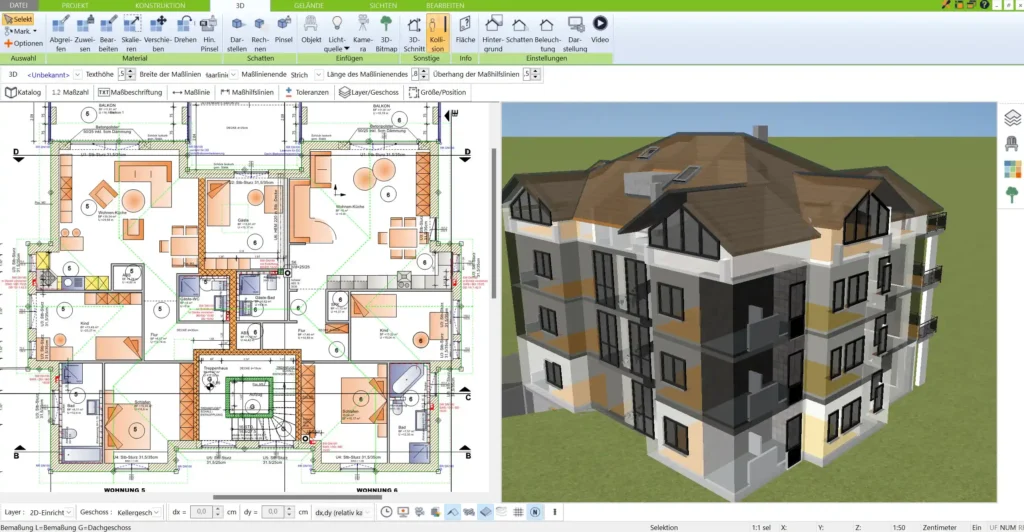 Grundrisse einfach im DWG- oder DXF-Format exportieren und mit Architekten teilen