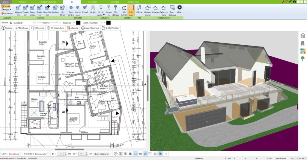 Grundrisse können mit dem 3D Architekt von Immocado problemlos beliebig und individuell angepasst und geändert werden