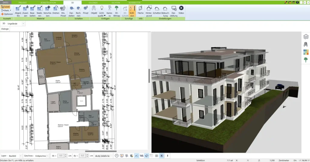 Haus mit dem 3D Architekt von Immocado zeichnen und in 3D visualisieren