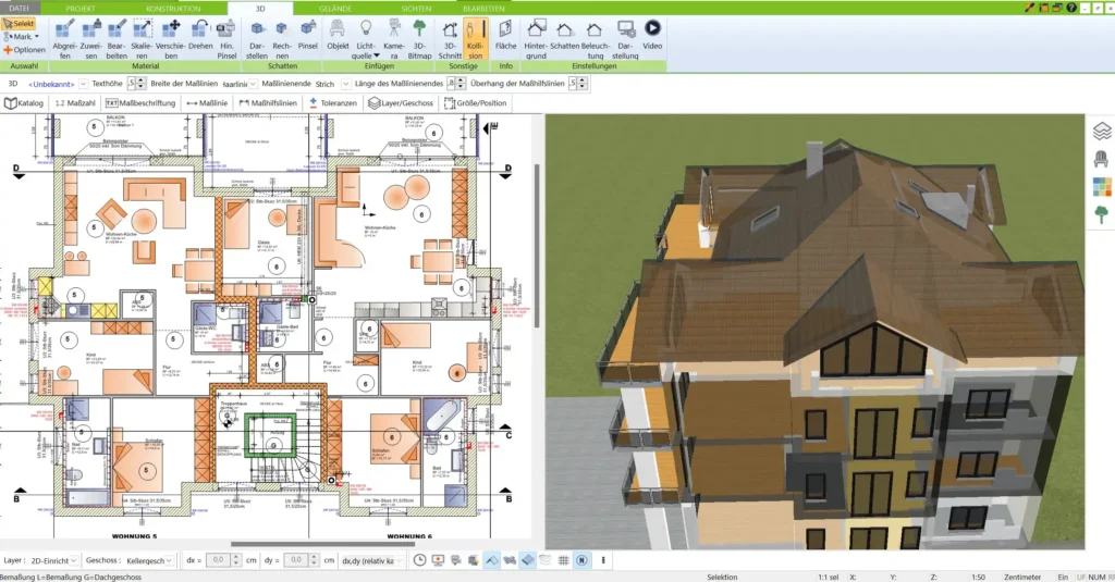 Man kann Häuser jeder Größenordnung mit dem 3D Architekt von Immocado planen