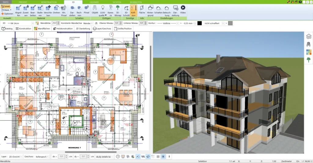 Material- und Farbwahl im 3D Architekt von Immocado