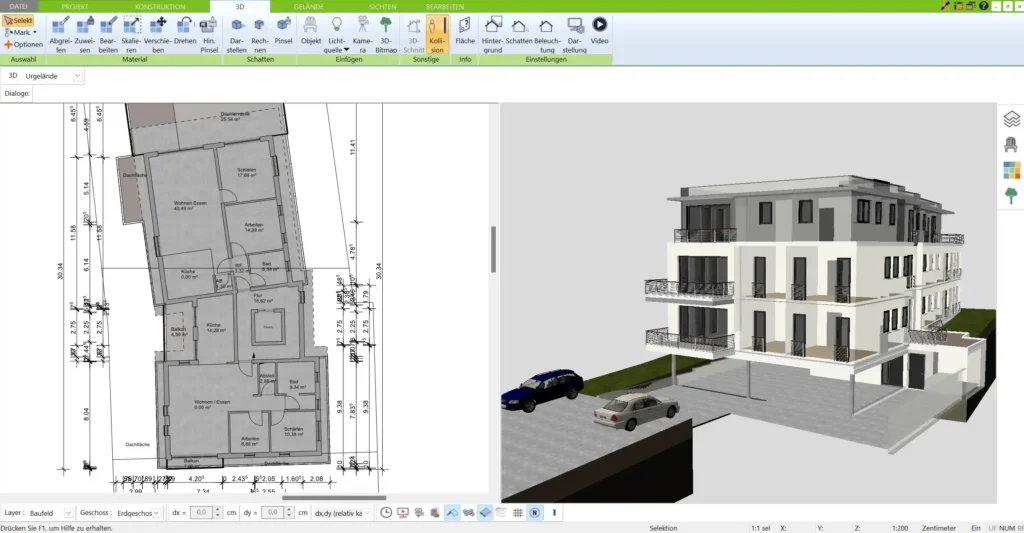 Realistische 3D-Visualisierung eines Hauses So sehen Ihre Entwürfe im 3D Architekt von Immocado aus.