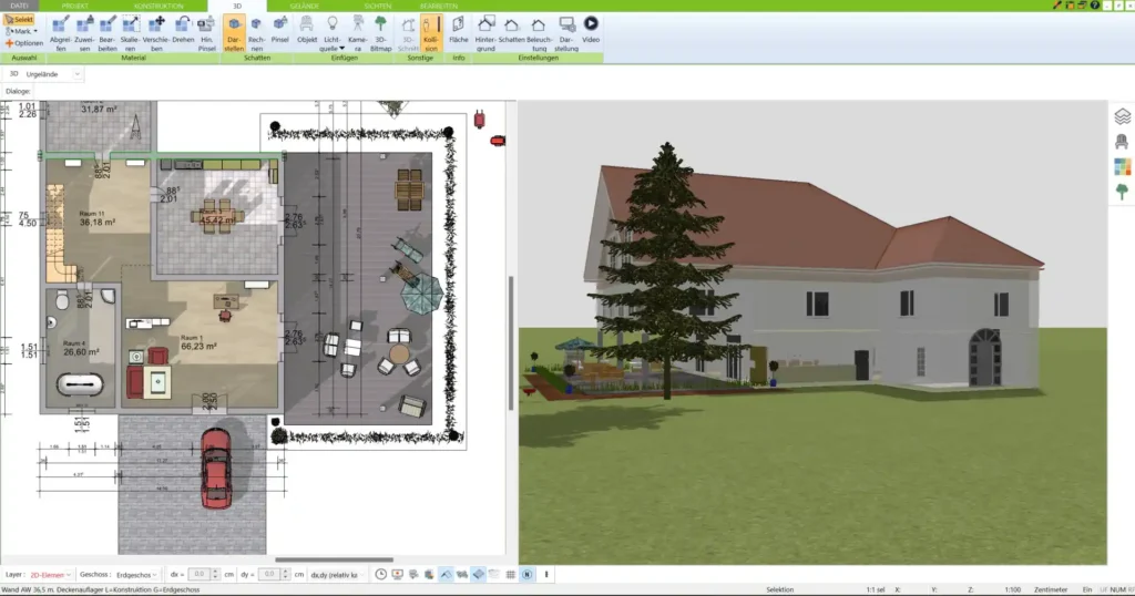 Überprüfen Sie die korrekte Platzierung des Dachfensters in der 3D-Ansicht für eine realistische Visualisierung Ihres Projekts