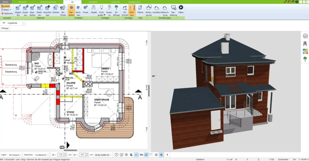 Visualisierung einer Tür im 3D-Modell – realistische Darstellung von Türen im Raum