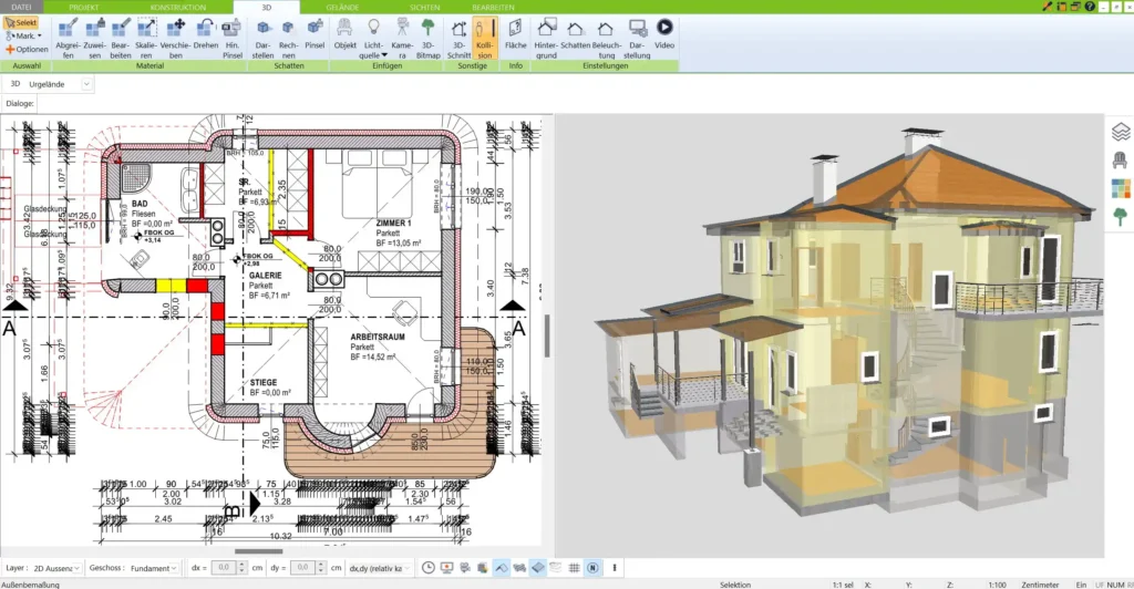 Vorhandene Grundrisse können im 3D Architekt von Immocado importiert oder nachgezeichnet werden