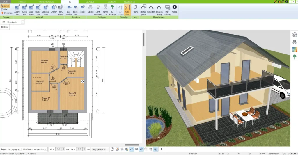 sehen Sie, wie einfach Fenster im 2D-Grundriss mit dem 3D Architekt von Immocado platziert und angepasst werden können.