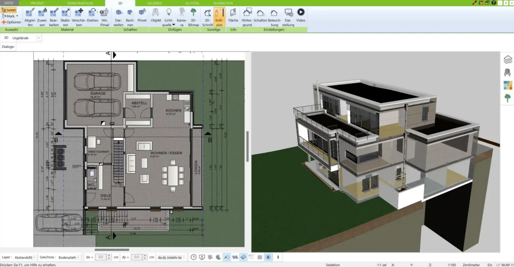 3D-Ansicht eines geplanten Hauses mit der Immocado-Software – Ihr zukünftiges Zuhause realistisch visualisiert