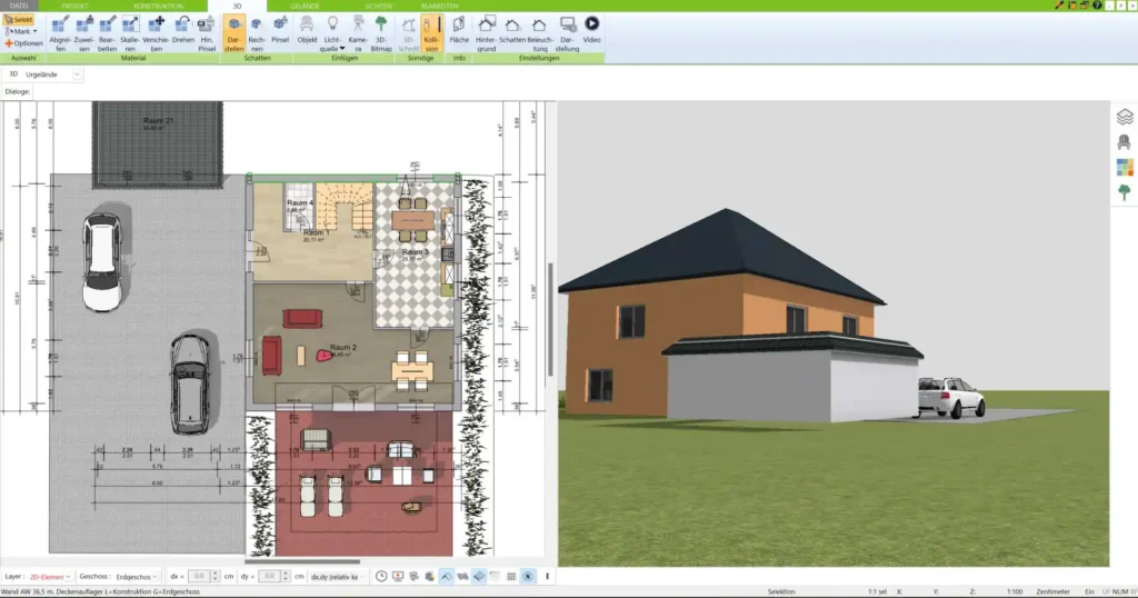 3D-Ansicht eines geplanten Modulhauses – optimale Raumvorstellung durch realistische Darstellung