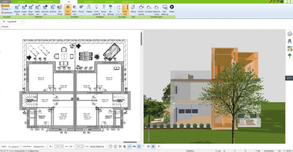 3D-Visualisierung Virtueller Rundgang durch den Luxushaus-Entwurf für einen realistischen Eindruck