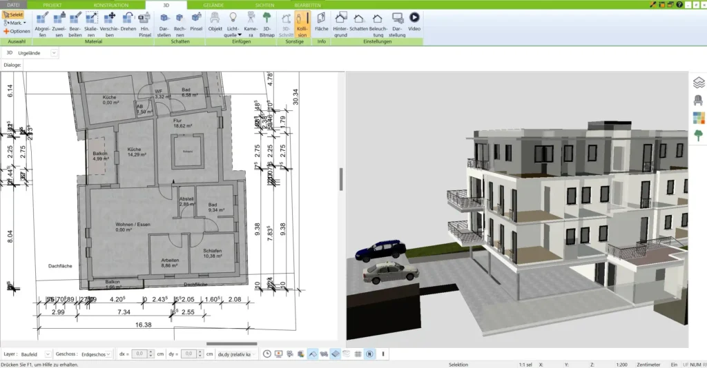 Beispiel eines 3D-Modells, das mit dem 3D Architekt von Immocado erstellt wurde