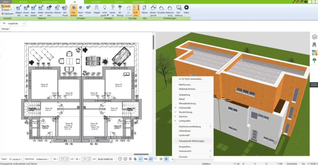 Dank der 3D-Visualisierung erhalten Sie einen realistischen Eindruck Ihres Loft-Wohnbereichs