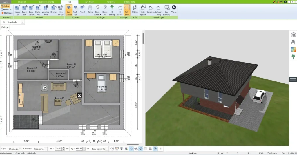 Der 3D Architekt ermöglicht eine präzise Nachbildung komplexer Raumstrukturen – ideal für die speziellen Anforderungen von Altbauwohnungen