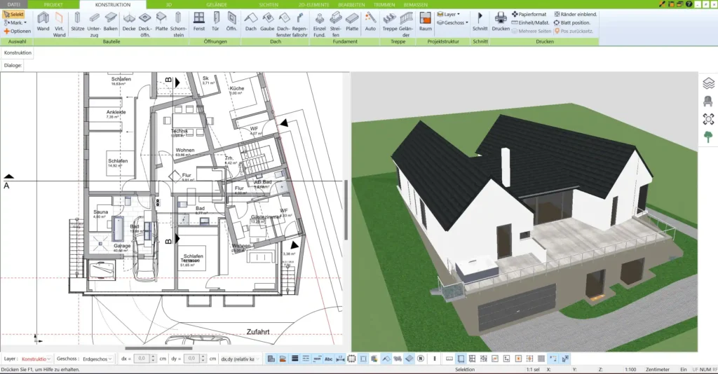 Der 3D Architekt von Immocado ermöglicht den Export von Plänen im DWGDXF-Format, um eine professionelle Zusammenarbeit mit Architekten zu gewährleisten