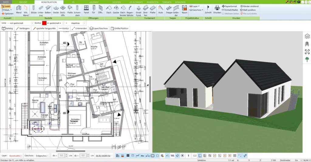 Der 3D Architekt von Immocado ermöglicht eine klare Abgrenzung zwischen gemeinschaftlichen und privaten Wohnbereichen