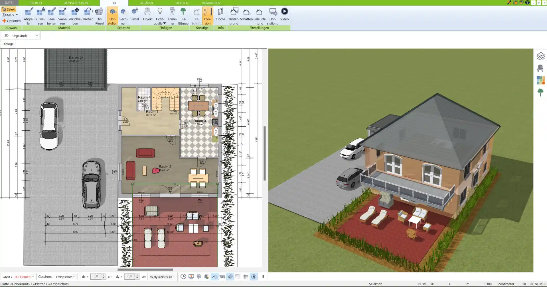 Der erste Schritt in der Planung Erstellen Sie den Grundriss in der 2D-Ansicht mit der 3D Architekt Software von Immocado