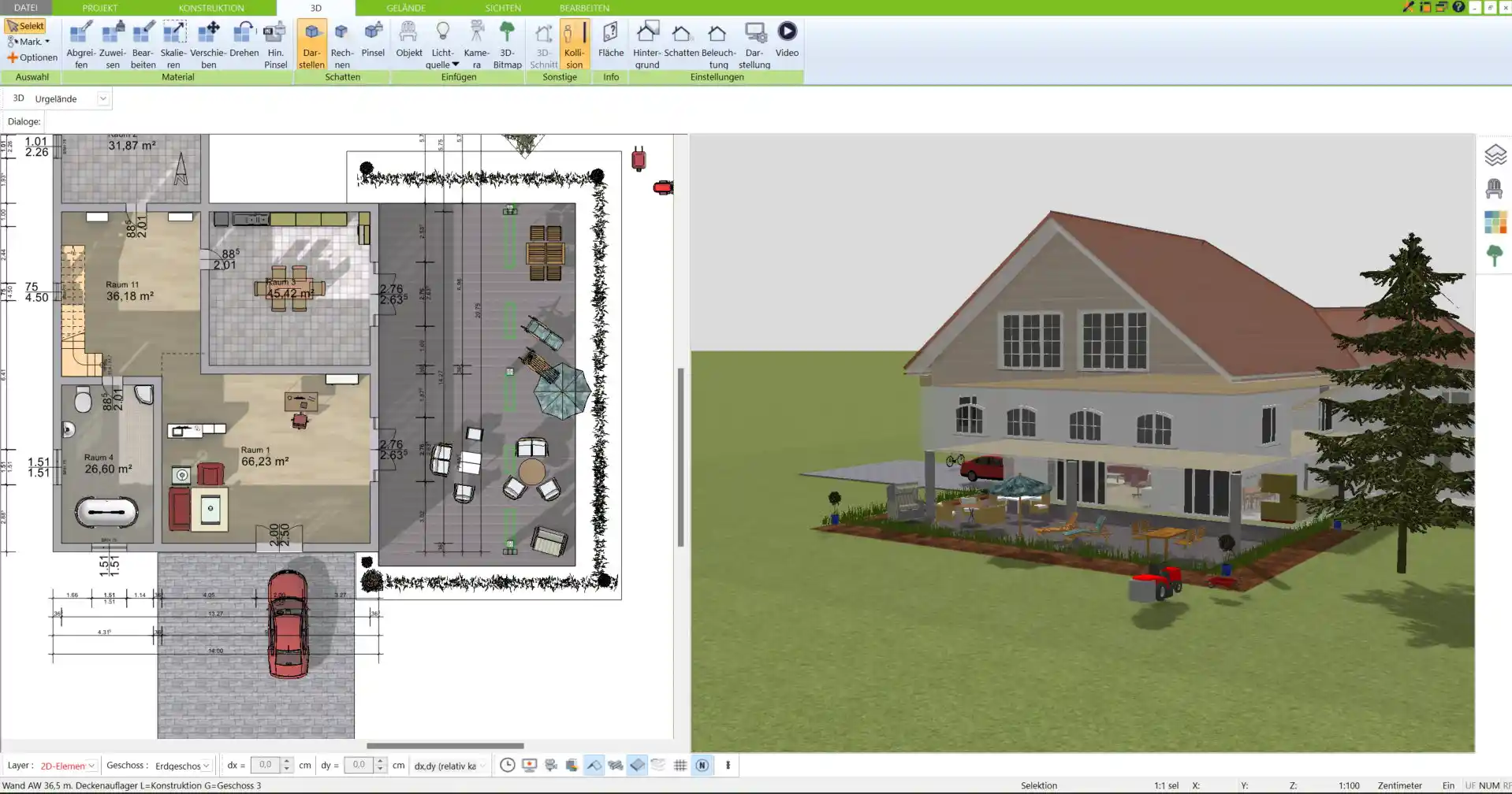 Der fertige 2D-Grundriss einer Werkstatt, erstellt mit dem 3D Architekt von Immocado. Präzise Maße und klare Struktur für eine effiziente Planung