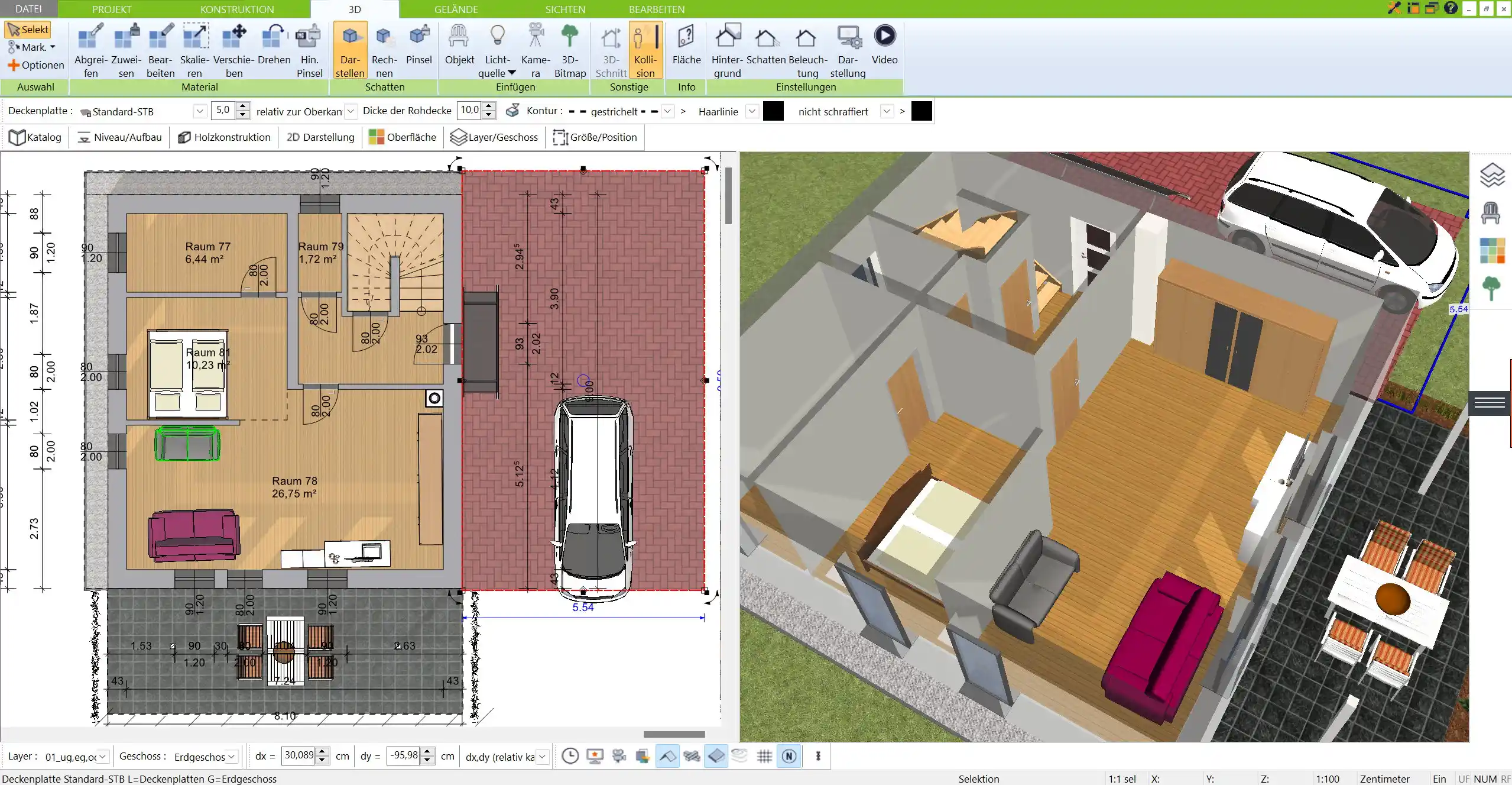 Der fertige 2D-Grundriss einer Werkstatt, erstellt mit dem 3D Architekt von Immocado. Präzise Maße und klare Struktur für eine effiziente Planung