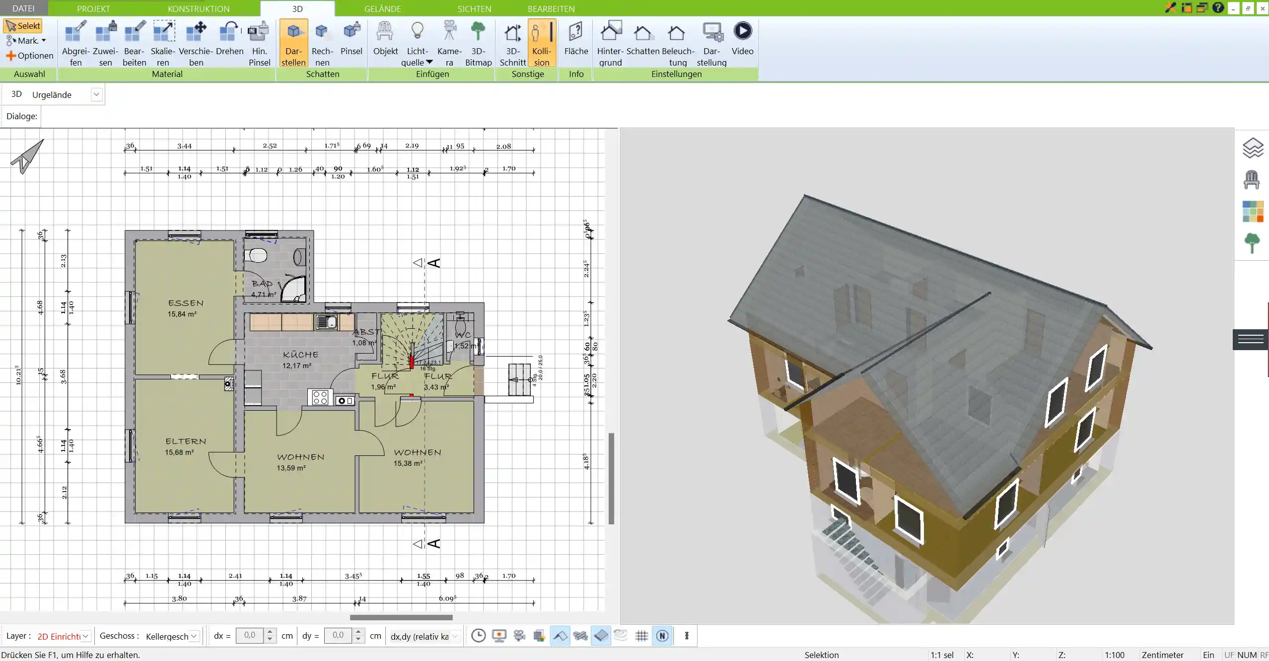 Detaillierte 3D-Ansicht eines geplanten Logistikzentrums mit dem 3D Architekt