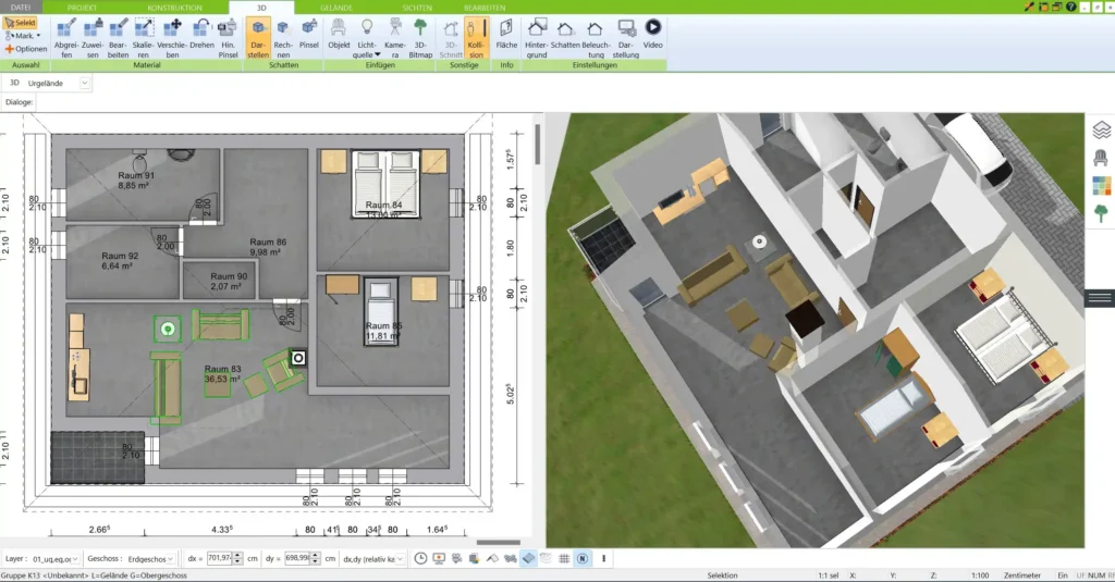 Effiziente Raumaufteilung für kleine Häuser – Multifunktionale Räume im 3D Architekt planen, um den begrenzten Platz optimal zu nutzen