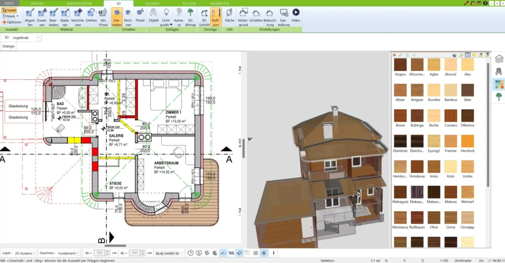 Ein Beispiel für einen 2D-Grundriss, der mit dem 3D Architekt von Immocado erstellt wurde. Die klare Struktur erleichtert die Planung von Räumen und Möbeln