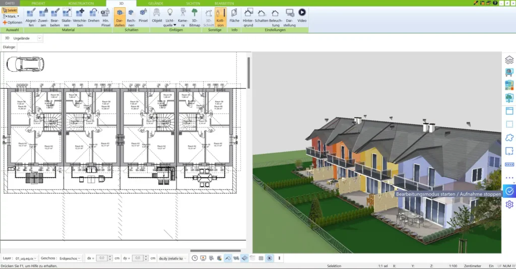 Erstellen Sie mühelos detaillierte Grundrisse und erleben Sie Ihr mediterranes Traumhaus in 2D und 3D – einfach und intuitiv