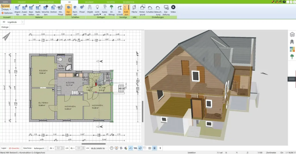 Erstellen Sie präzise 2D-Grundrisse mit dem 3D Architekt und planen Sie die Raumaufteilung effizient