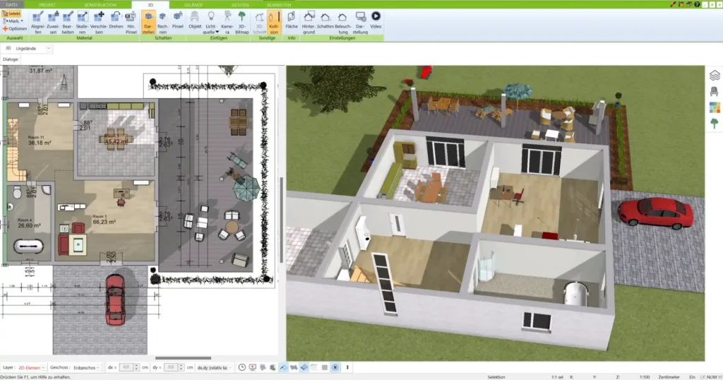 Exakte Raumaufteilung mit dem 3D Architekt – Planen Sie Ihre Räume maßstabsgetreu und flexibel