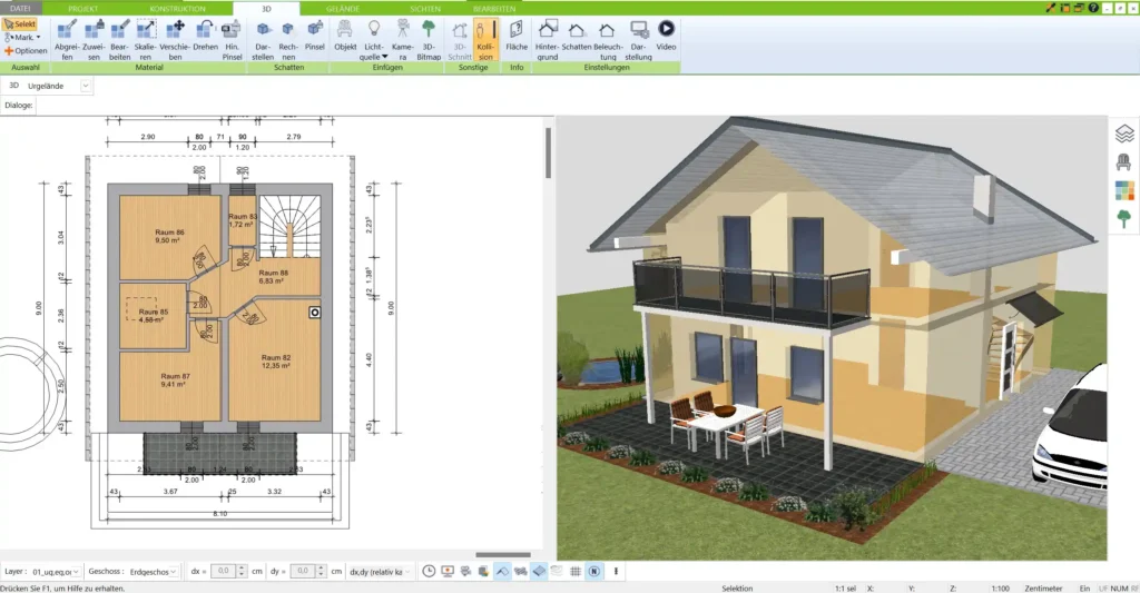 Exportieren Sie Ihren Grundriss in professionellen Formaten und teilen Sie ihn direkt mit Ihrem Architekten oder Bauunternehmen