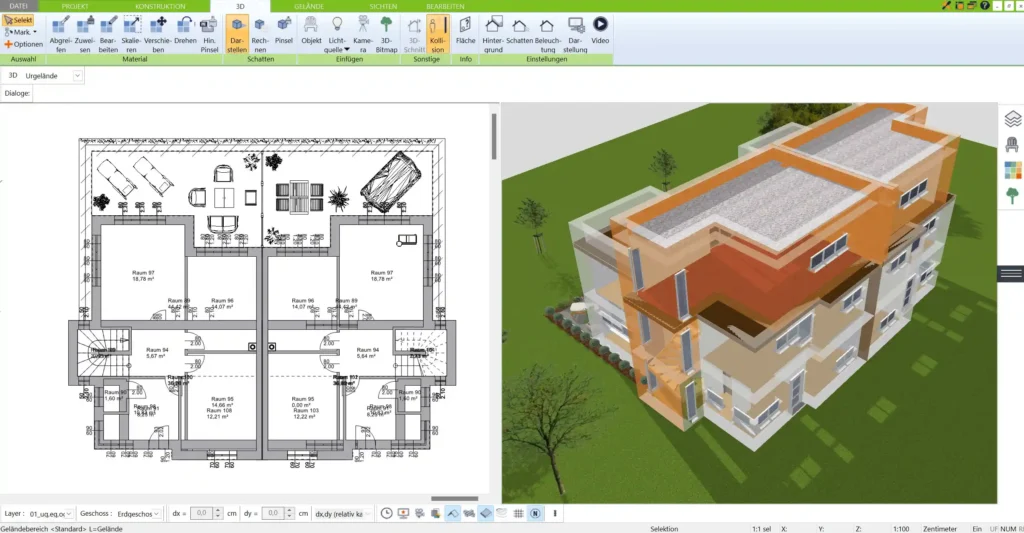 Gestaltung offener Wohnbereiche – mit dem 3D Architekt gelingt Ihnen die Planung fließender Raumübergänge