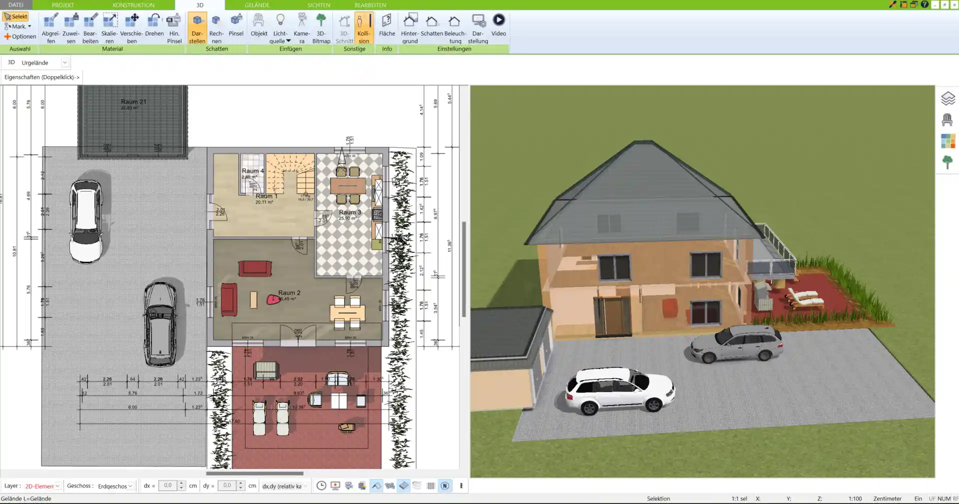 Grundriss eines Tierheims in 2D mit dem 3D Architekt erstellt