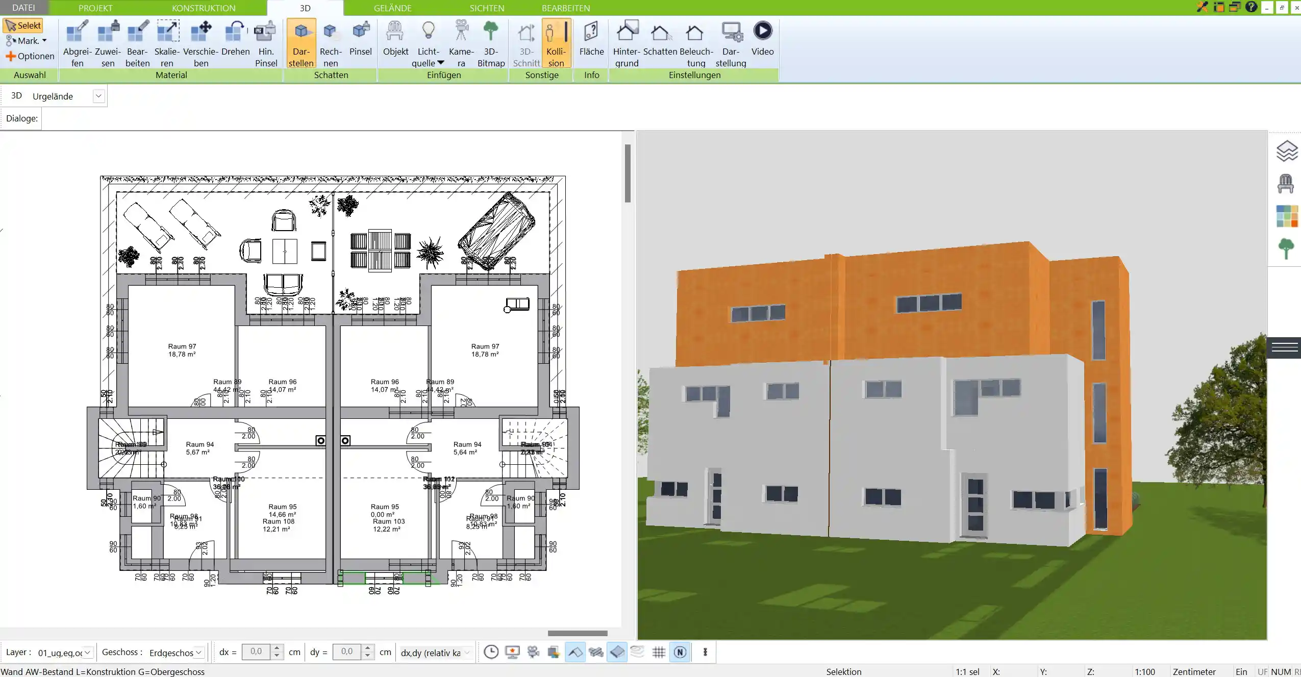 Grundriss eines Tierheims in 2D mit dem 3D Architekt erstellt