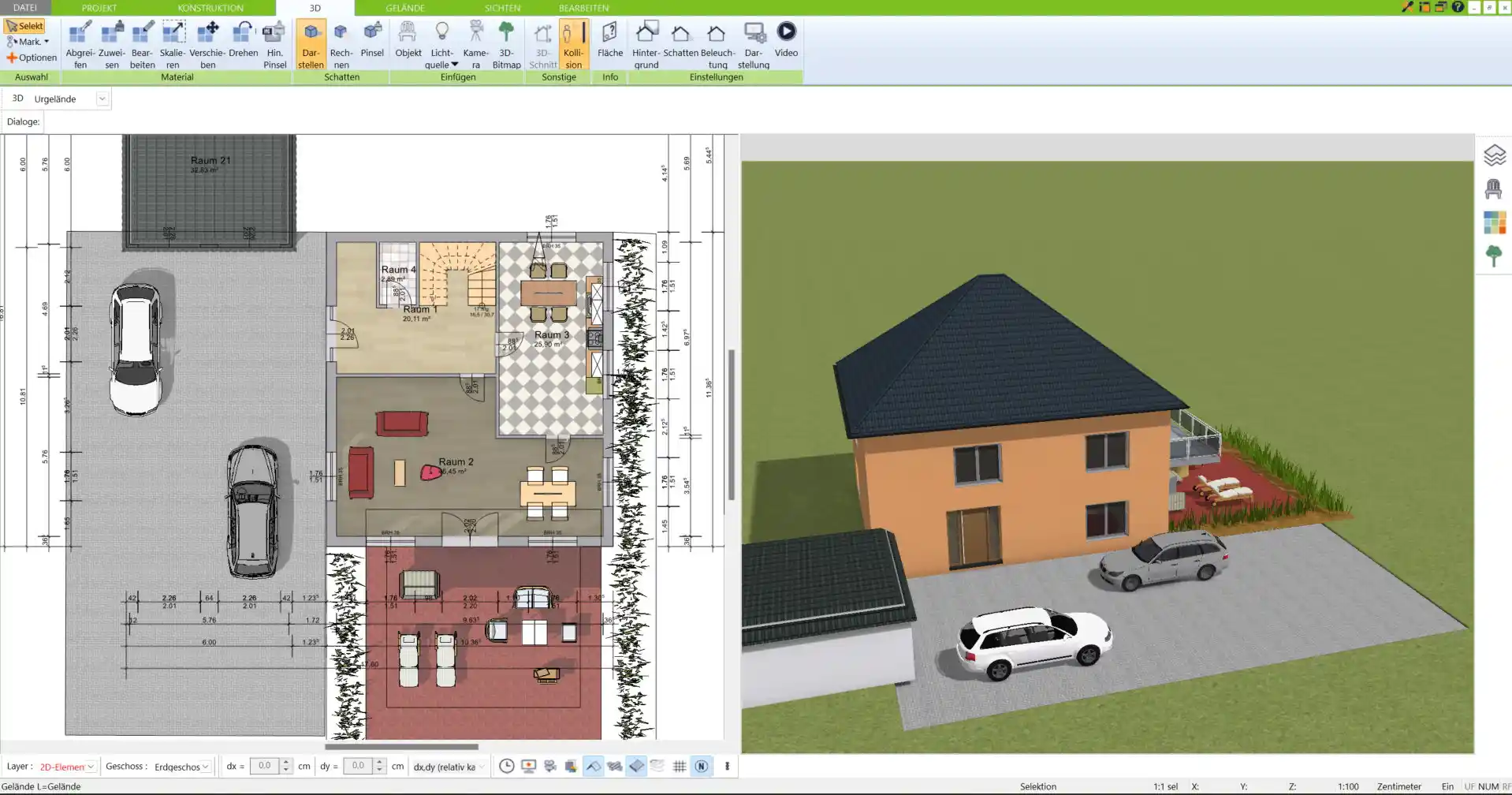 Grundriss in 2D erstellen – Ein einfacher, übersichtlicher Grundriss des Hauses, geplant mit dem 3D Architekt von Immocado