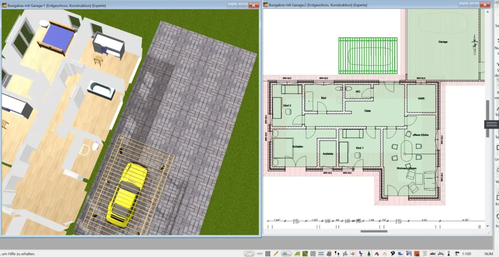 Grundrissplanung einer Sporthalle in 2D mit dem 3D Architekt