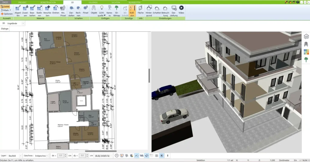 Intuitive Benutzeroberfläche des 3D Architekten von Immocado Erstellen Sie realistische 3D-Ansichten Ihrer Bauprojekte