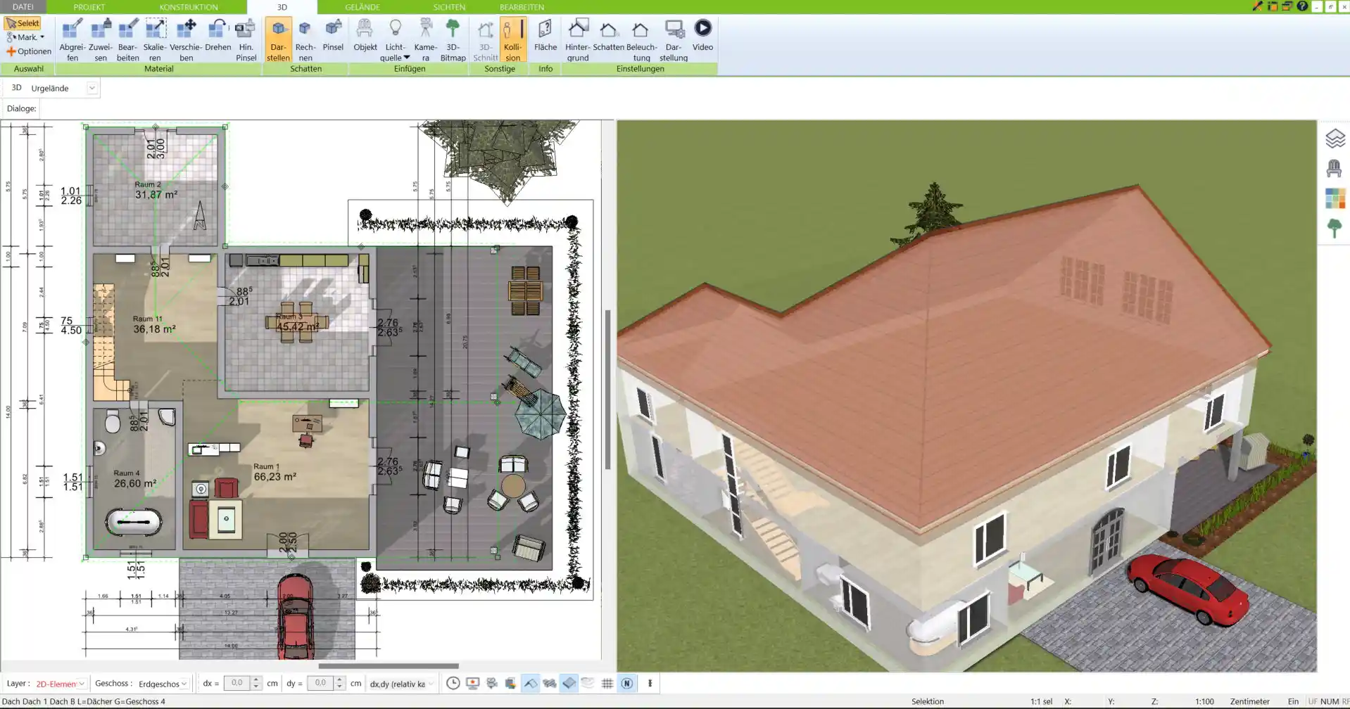 Komplette 3D-Ansicht der Wohnung – Erleben Sie Ihre Planung in realistischer 3D-Visualisierung