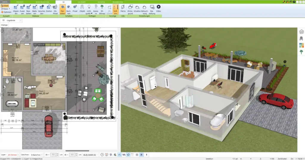 Mit dem 3D Architekt von Immocado Grundrisse einfach und flexibel in 2D und 3D gestalten