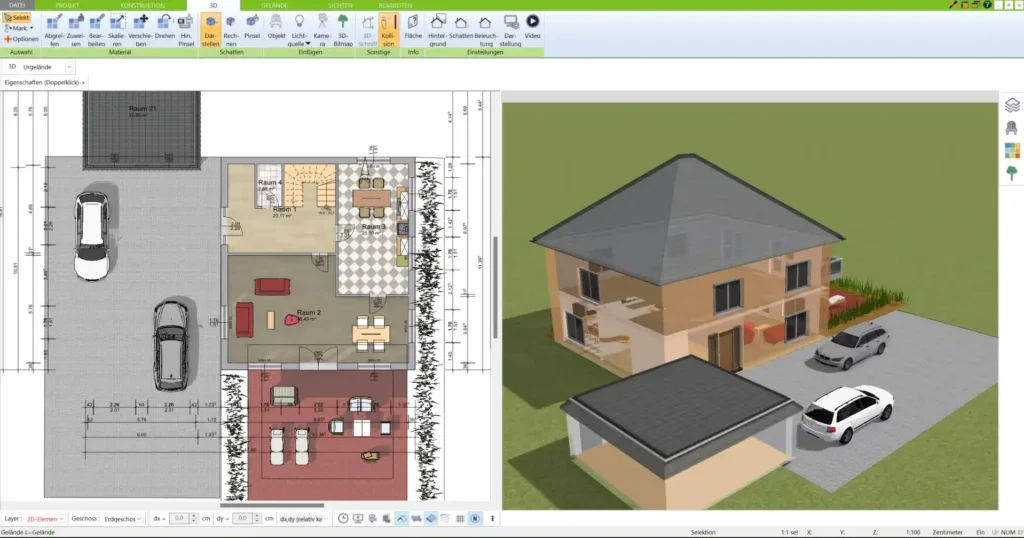 Mit dem 3D Architekt von Immocado den Grundriss Ihres Hauses präzise planen – von der ersten Skizze bis zur finalen Raumaufteilung