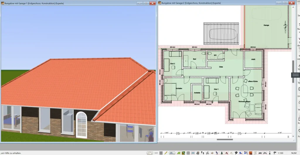 Mit dem 3D Architekt von Immocado können Sie Grundrisse schnell und intuitiv in 2D und 3D erstellen – ideal für die Massivhausplanung