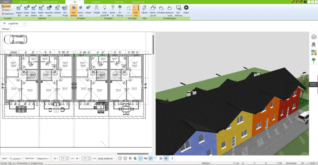 Mit dem 3D Architekt von Immocado können Sie Ihre Modulhaus-Grundrisse unkompliziert und präzise in 2D und 3D erstellen