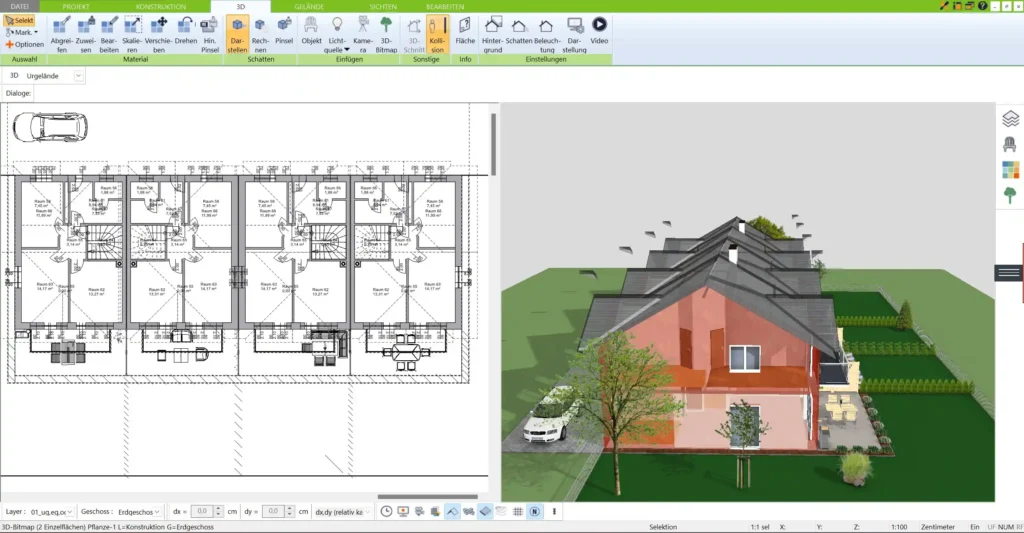 Mit dem 3D Architekt von Immocado lassen sich Grundrisse einfach in 2D zeichnen und direkt in 3D betrachten – perfekt für eine übersichtliche Mini-Haus-Planung