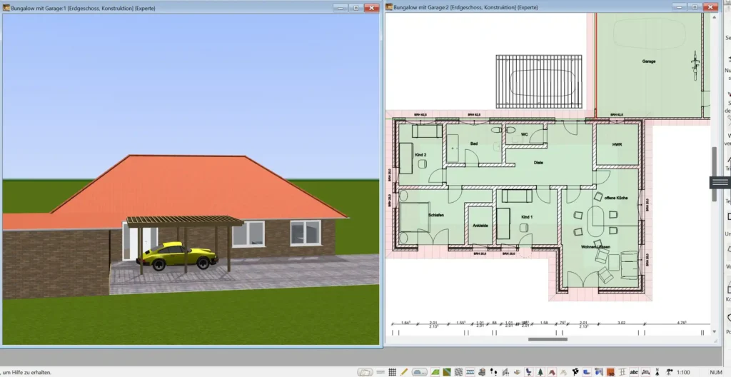 Mit dem 3D Architekt von Immocado lassen sich Grundstücksgrenzen und Außenwände präzise definieren