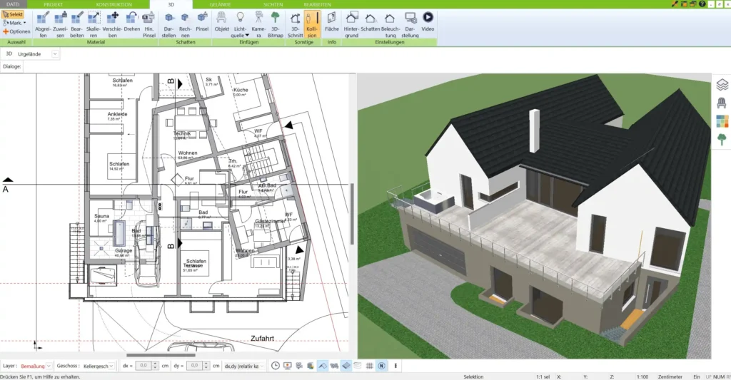 Mit dem 3D Architekt von Immocado starten Sie die Planung Ihres Chalet-Grundstücks und legen die Basis für die Raumaufteilung